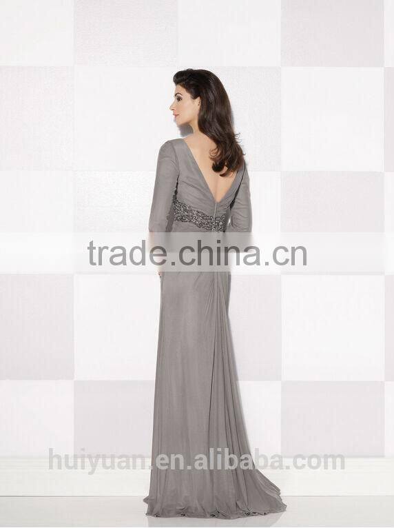 fancy designer long sleeve chiffon decent evening dress patterns