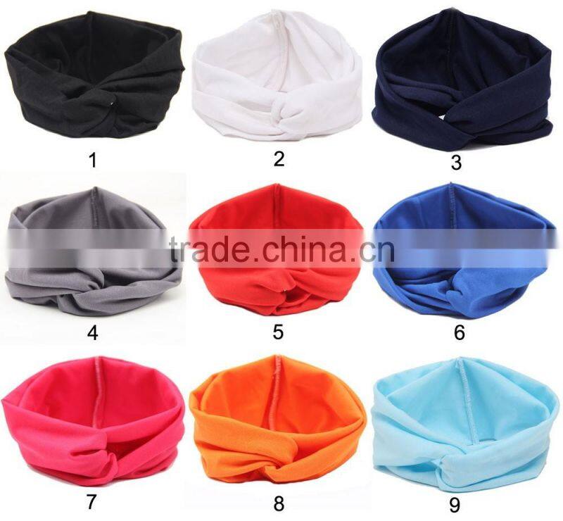 Colorful women plain cotton sport headbands/custom sport headband hair band