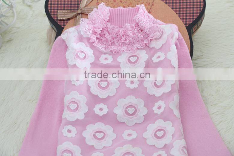 pink latest design high neck youth knitting children clothes 2016