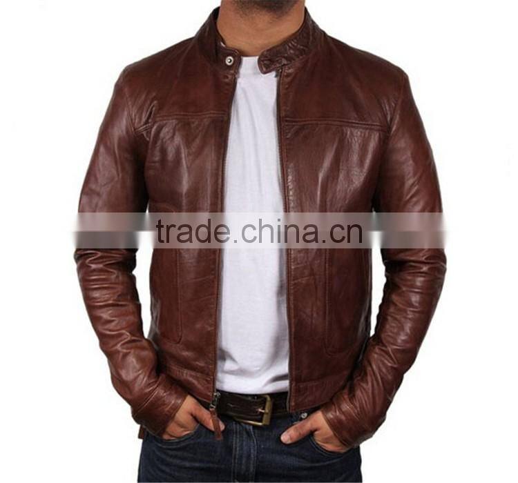 Hot sale prices men motorcycle leather jacket