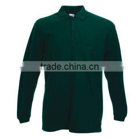 Cheap Custom Printed 100% Cotton Premium Long Sleeve Pique Polo Shirts for Men