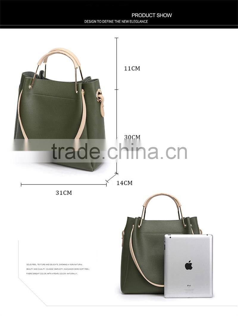 Army Green Metal Handle Handbag Fashion Messenger Bag