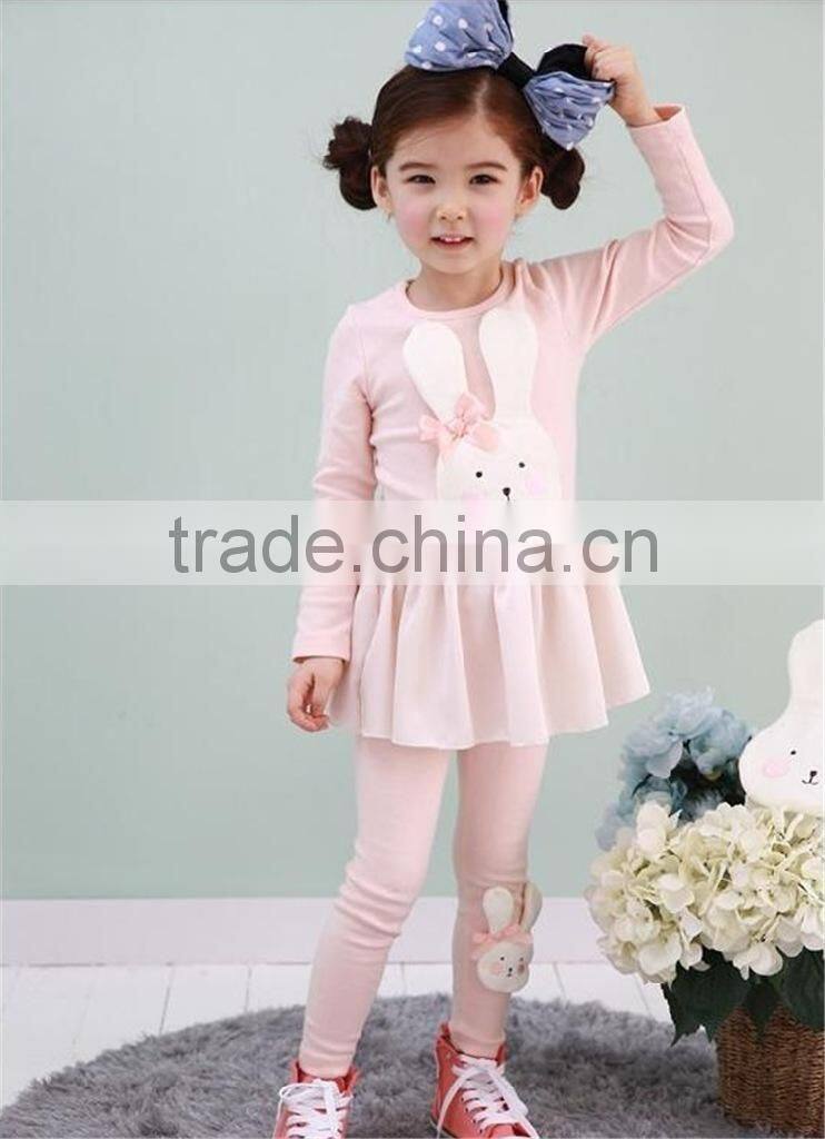 Girls sweet cotton outfit rabbit suit for Spring toddler cotton clothes set boutique kids outfits wholesale clothing in stock