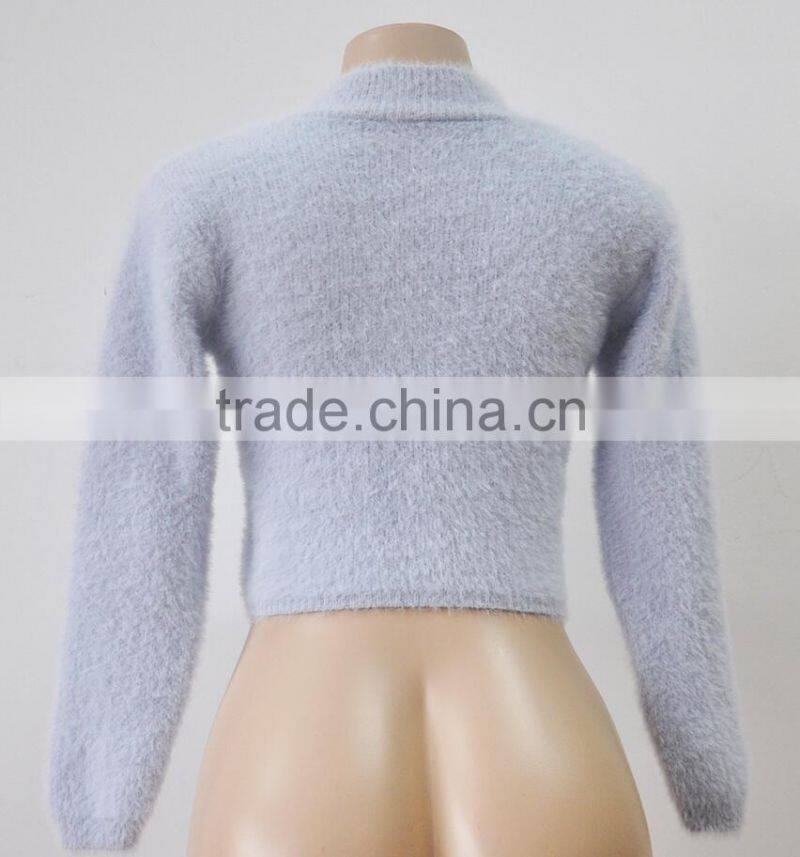 M1145 Runwaylover 2016 latest design fashion ladies fur turtleneck sweater tops