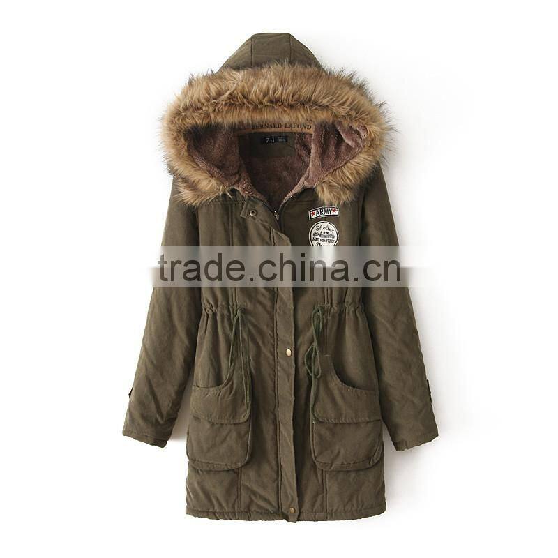 Womens Hooded Warm Winter Coats Faux Fur Lined Parkas Black Pink Green Blue Red