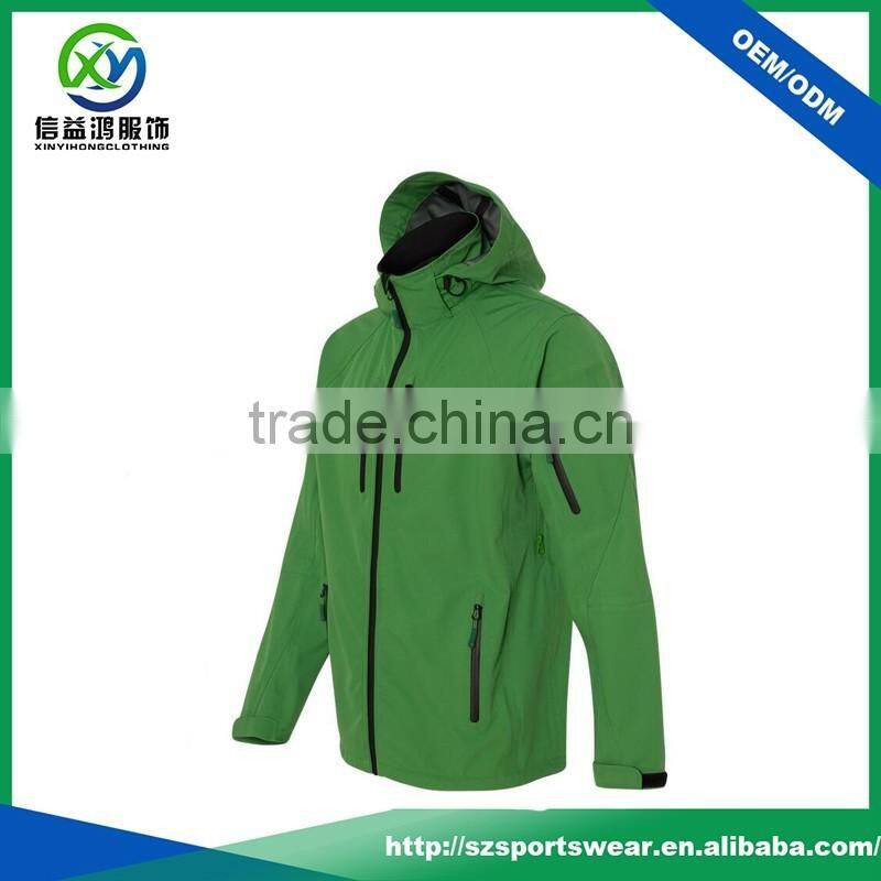OEM green color with black zip pocket outdoor sport couple winter jacket with hood