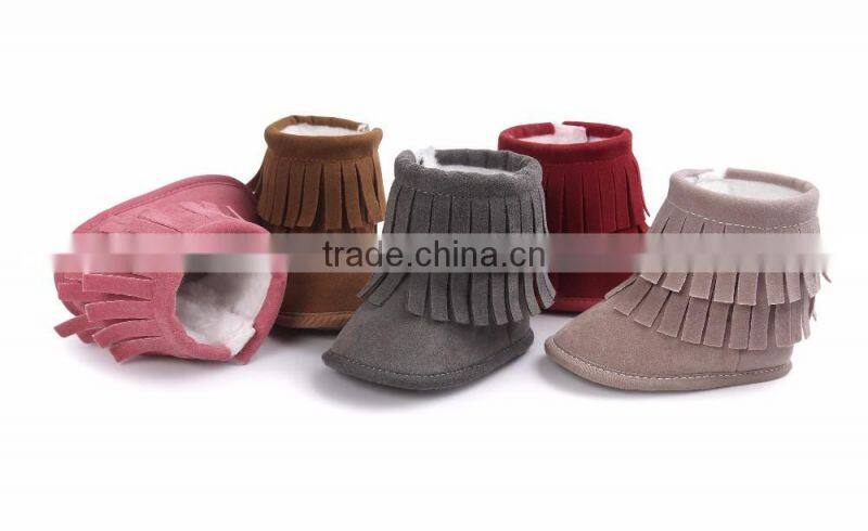 fringed suede fabric baby warm boots