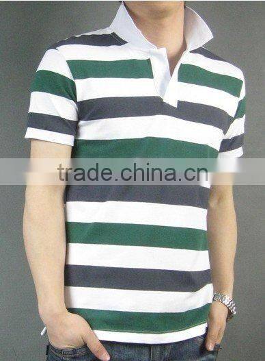 men's high quality striped polo shirts, pique cotton