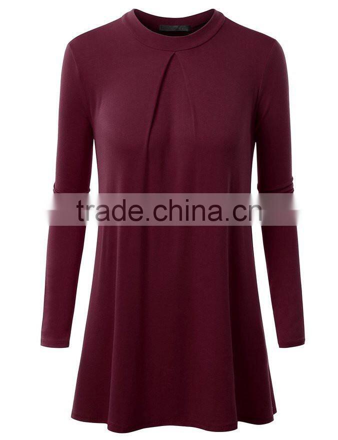 Women's long sleeve plain blank solid color modal t shirts manufacturer in China