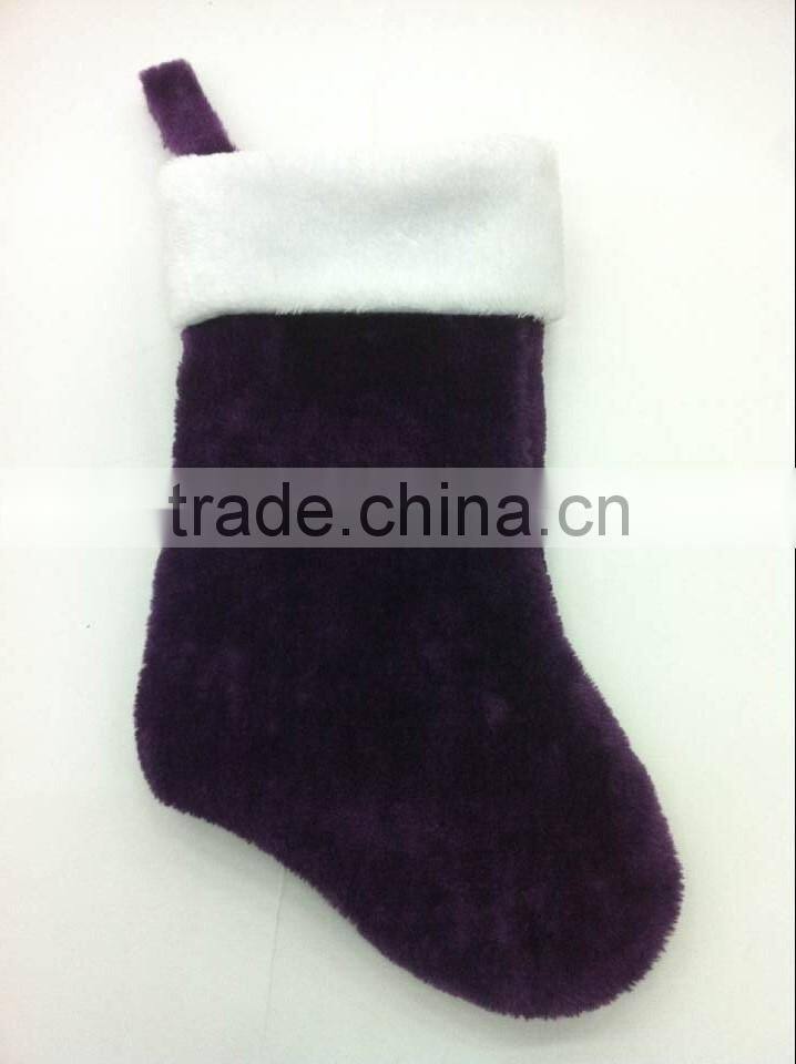 Good Quality Cheapest Christmas stocking,new design purple plush xmas stockings