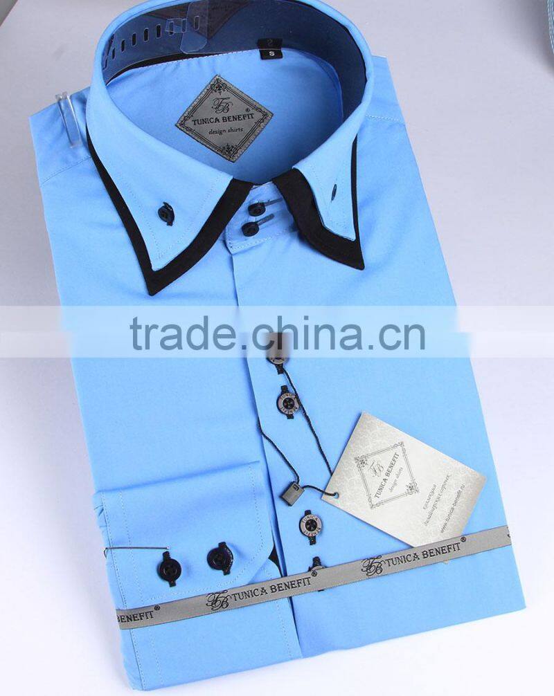 2017 double collar men shirt dress shirt causal shirt spandex /cotton