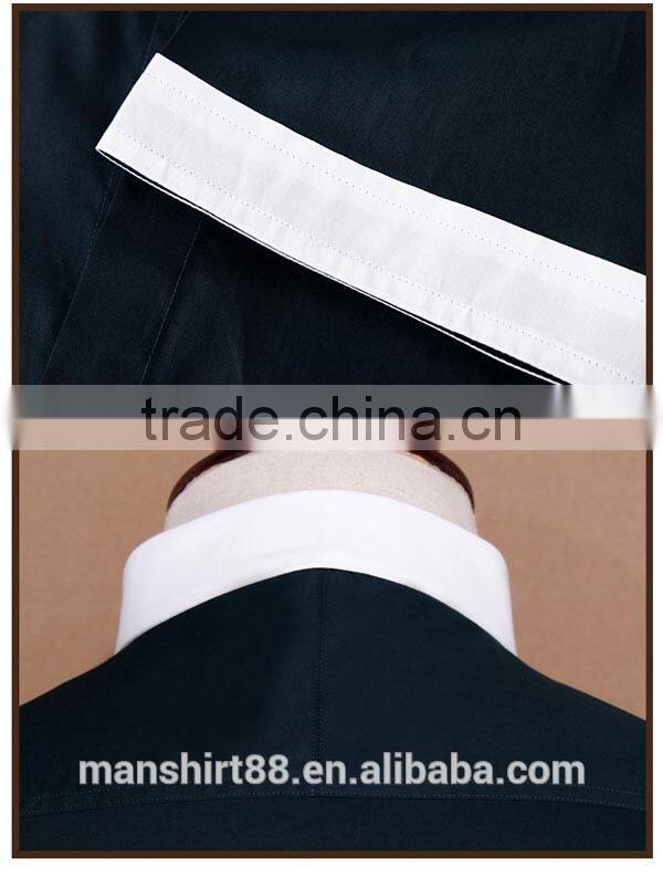 New design simple fashion contrast collar short sleeves men fit dress shirts
