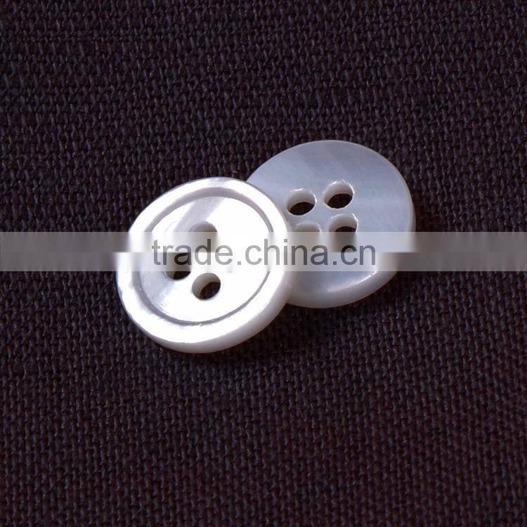 High Quality 4 Holes 18L 16L 14L 4MM/3MM Thickness White MOP Shell Shirt Buttons