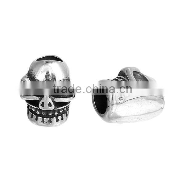 304 Stainless Steel Spacer Beads Skull Antique Silver