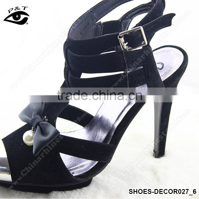 Black Satin Bowknot Deign Ornament for Shoe decoration with metal clip