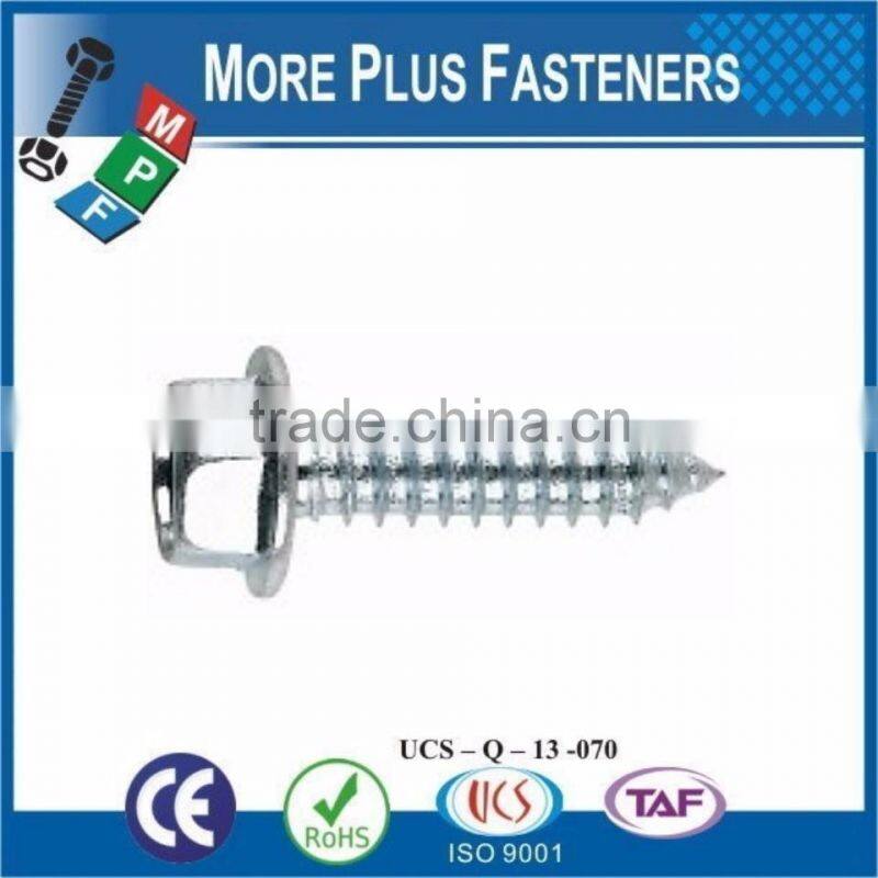 Made in Taiwan Bright Zinc Stainless Steel Zinc Plated Flange Hex Taping Screw
