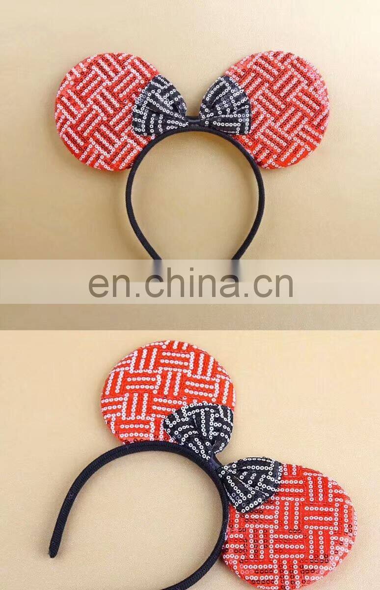 Hotest Cute sequin bow big ear with 1cm satin Headband for kids