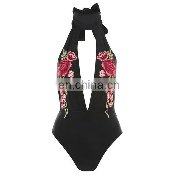 OEM embroidery swimsuit cover up black swimsuit