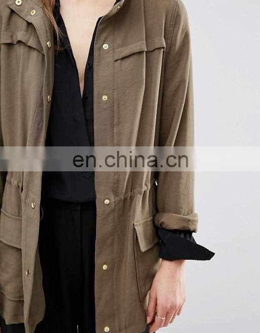Hot sale fashion ladies long dust wind coat manufacture