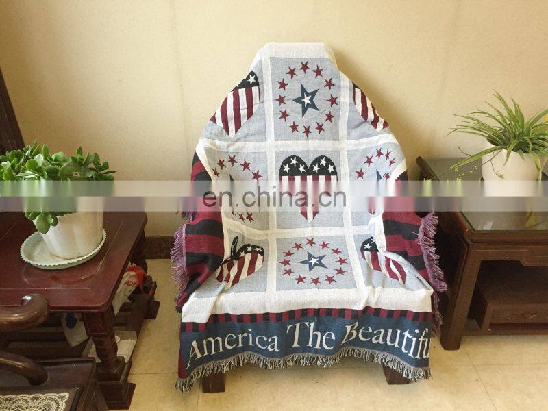 RAWHOUSE woven throw tapestry wall hanging sofa cover blanket with fringe jacquard woven blankets