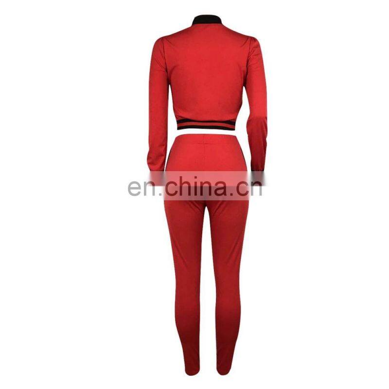 Women Sexy Letter Printing Crop Top Workout Legging Casual Tracksuit Set