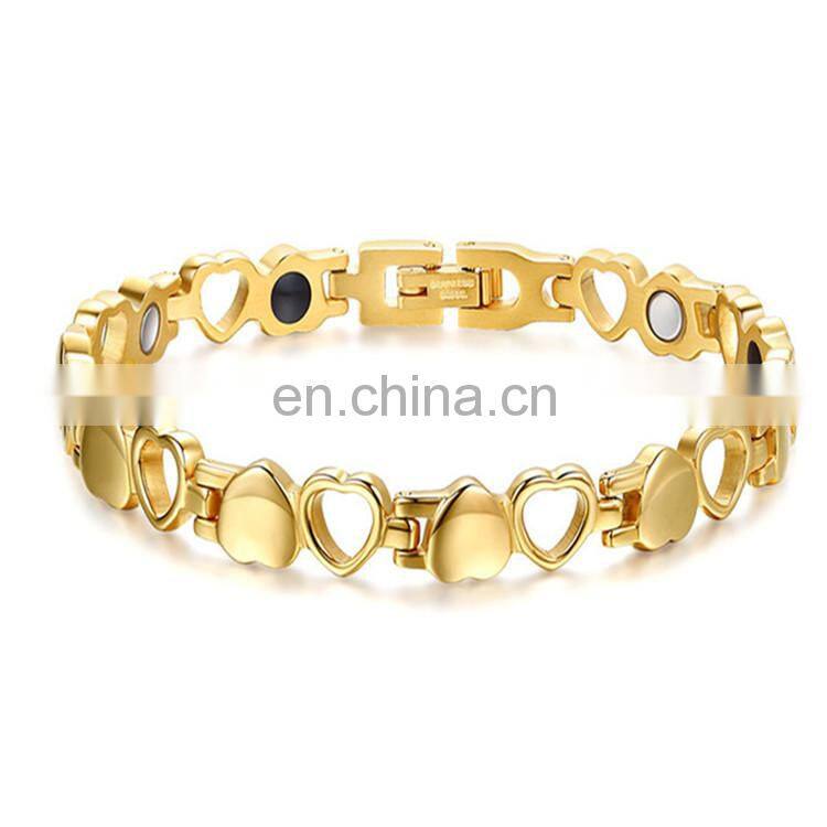 Heart style arthritis bangle adjustable titanium magnetic bracelet for women