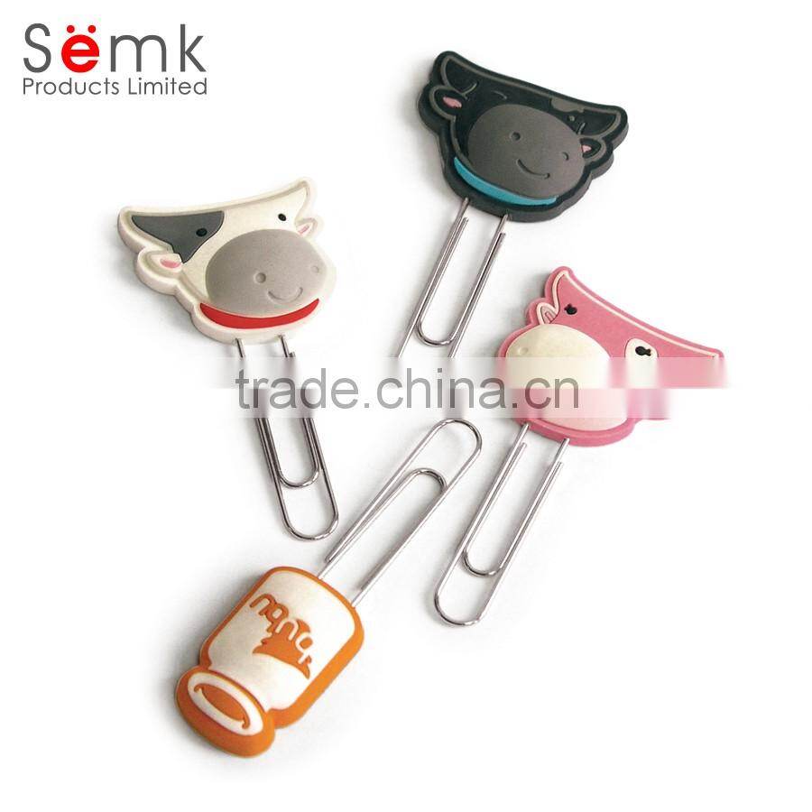 Novelty animal head shape stainless steel clear plastic custom paper clip