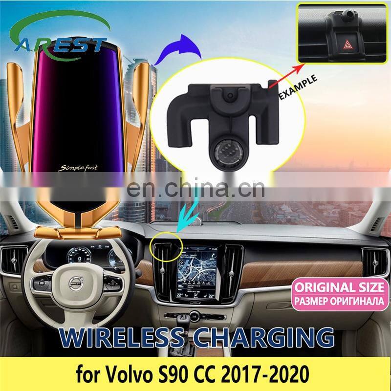 Car Mobile Phone Holder for Volvo S90 CC 2017 2018 2019 2020 Stand Wireless Charging Bracket Air Vent Car Accessories for iphone