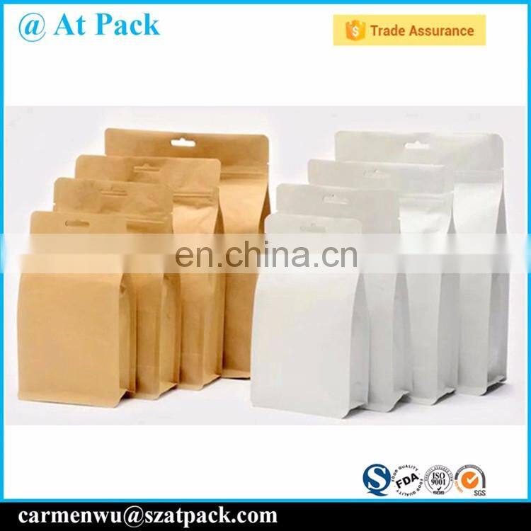 Custom printed 1kg Resealable Flat Bottom Box Pouch Coffee Bag with valve