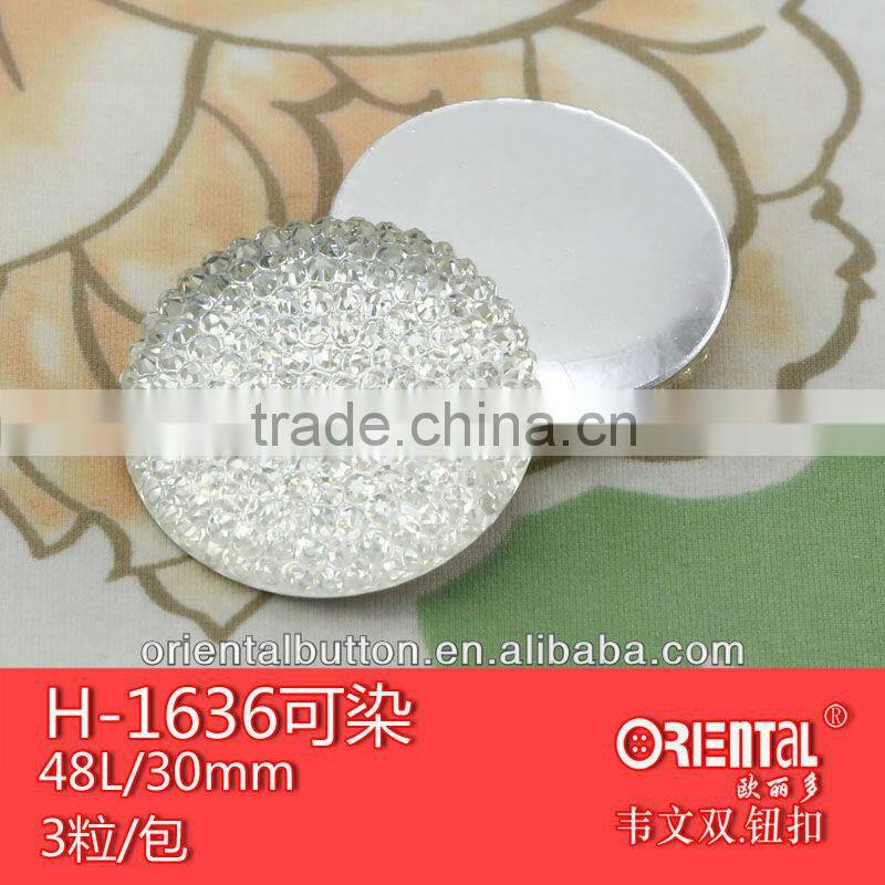 the newest design polyester flat back decorative dyeable button