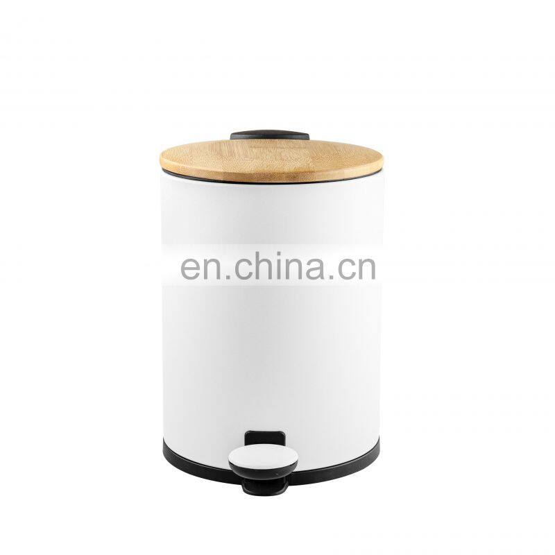 2020 bamboo products wholesale pedal bin waste bin 3L 5L white black