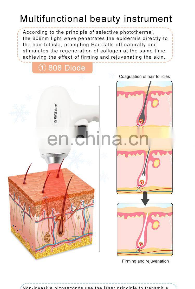 808 Diode Laser Hair Removal Device 755nm Picosecond Laser Skin Rejuvenation Tattoo Removal Black face doll Beauty Equipment