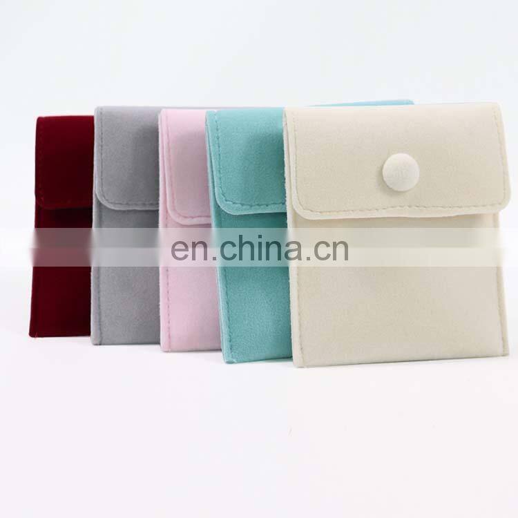 High Quality Velvet Jewelry Packaging Bags Pouch With Snap Button For Necklaces Bracelet Rings