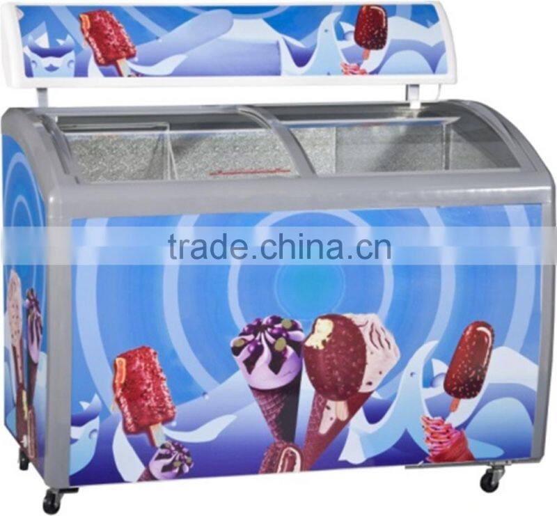 Supermarket sliding door commercial display freezer with CE/ROHS
