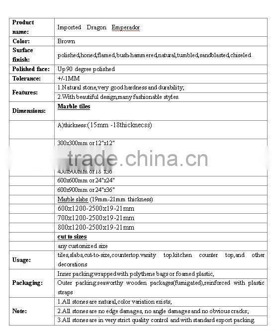 Import dragon emperador marble table