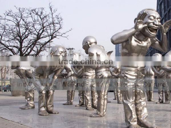 Stainless Steel Sculpture Loughing Man for Commercial Plaza
