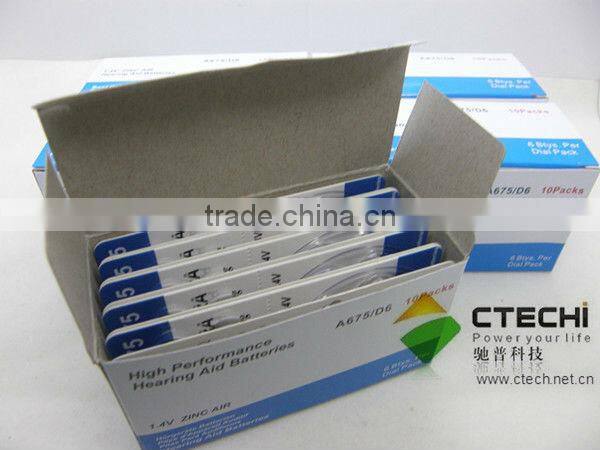 1.4V A13 Zinc-air button battery in Blister Card for hearing aid