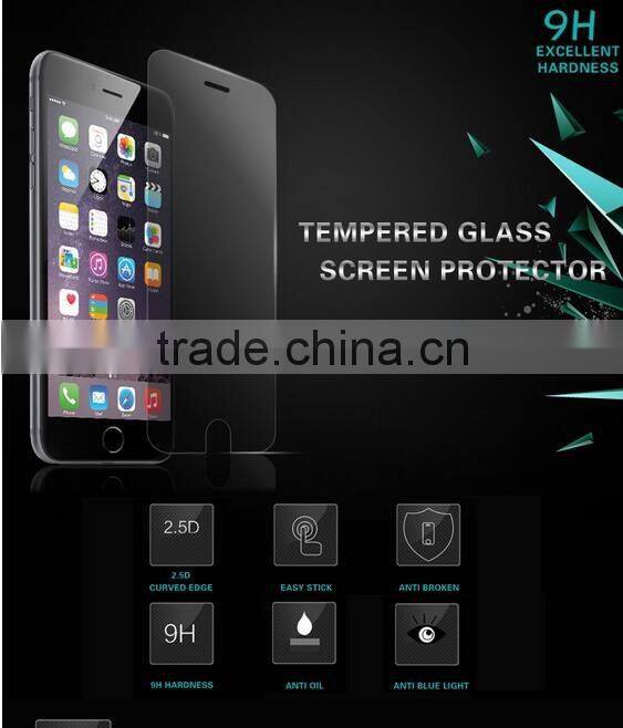 best selling 2015 mobile phone protective film 2.5D 0.33mm privacy tempered glass screen protector for iphone 6