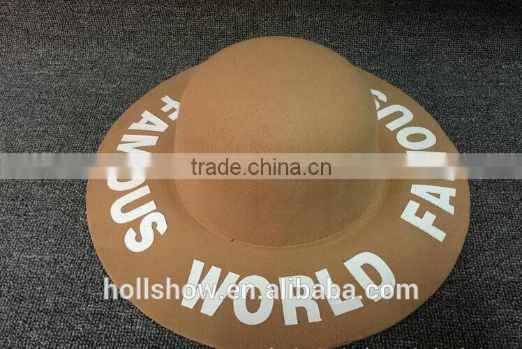 Fashion Korean FAMOUS WORLD Printed Wide Brim Lady Women's Dome Fedora Bucket Caps