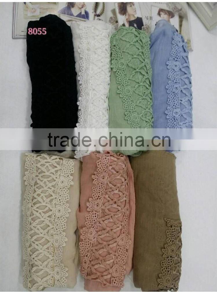 2016 Newest Fashion Casual Hollow Out Embroidery Lace Scarf Women Hijab