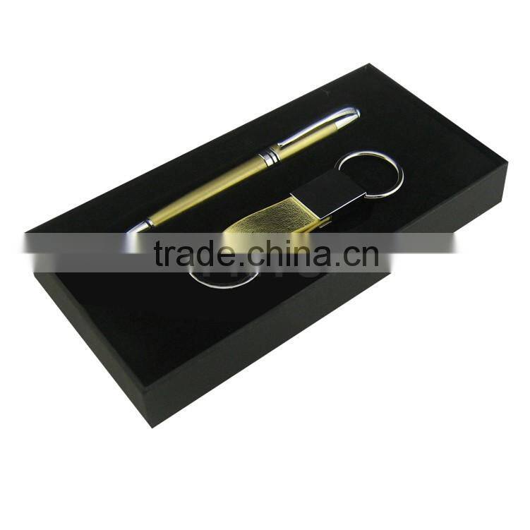 Wholesale business key chain and metal ballpoint pen gift set corperation