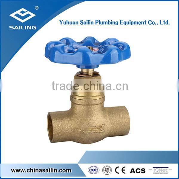 brass solder stop valve with aluminium handle