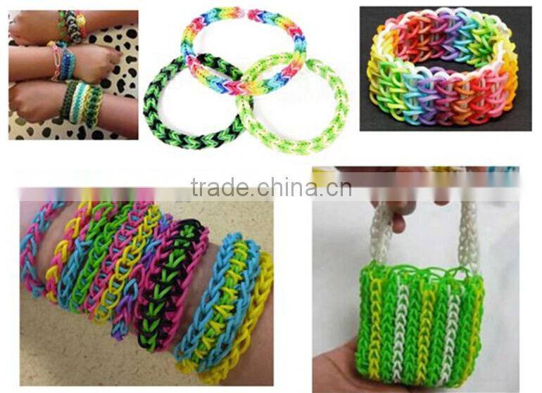 Look!! Cheapeast 2014 Newest Various of colors loom bands kit, wholesale Ecofriendly rubber loom bands bracelet kit in bulk!!!