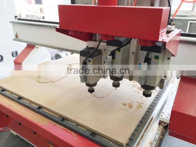 KC1325A-3S Woodworking machinery with 3 spindles Alphcam software CNC Wood Router for cabinet