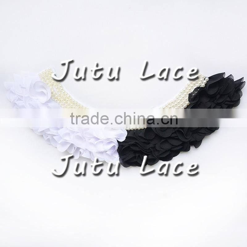 shabby chiffon collar with pearl centre- garment accessories