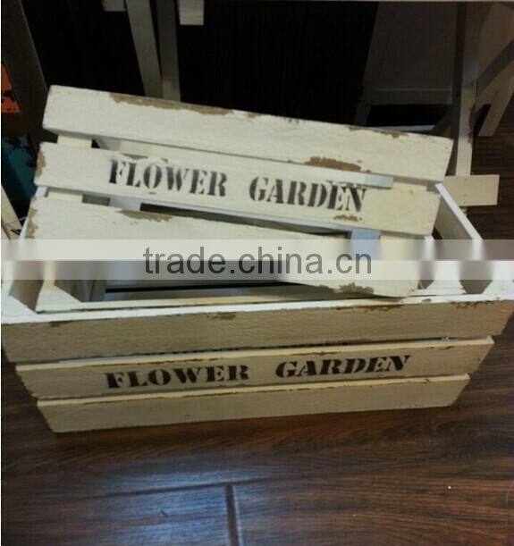 Rustic wooden wine crate set of 3