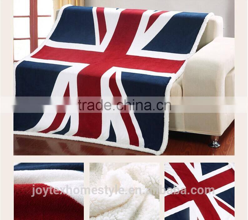 2014 hot-selling American style printed micro fleece sherpa blanket
