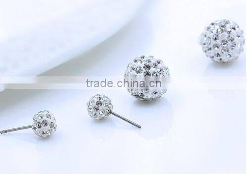 >< BEST SELLING Rhinestone Stud Earrings crystal Double Ball earring/