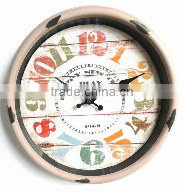Dia 29 cm Rustic Round Metal Wall Clock