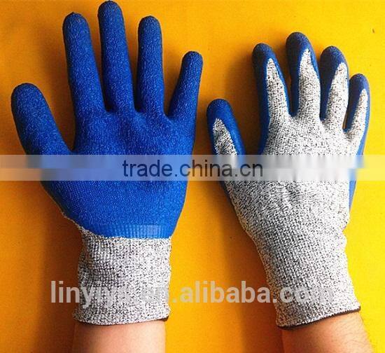 High quality cheap price level 5 cut resistant gloves, latex coated cut resistant gloves